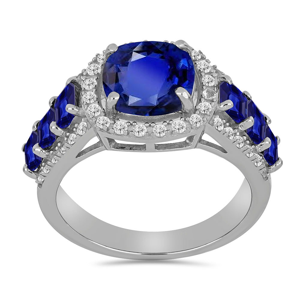 Ezüst Gyűrű Ausztrál Kék Zafírral és Fehér Topázzal 3 