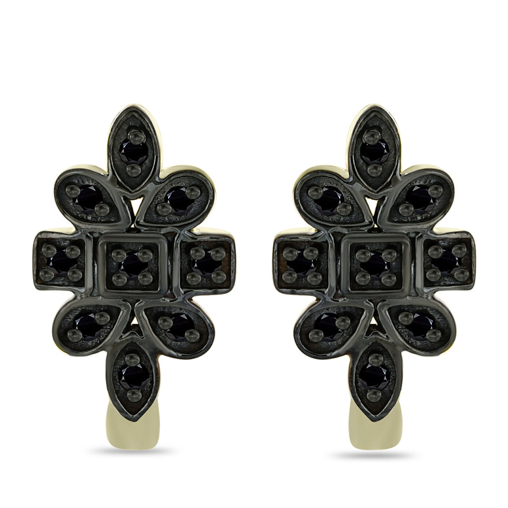 9 Karátos Arany Fülbevaló Fekete Gyémánttal 1 