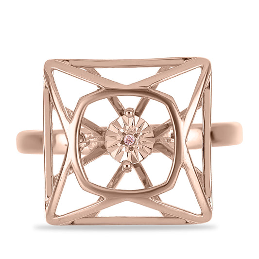 Rózsaarannyal Bevont Ezüst Gyűrű Rózsaszín Táncoló Gyémánttal