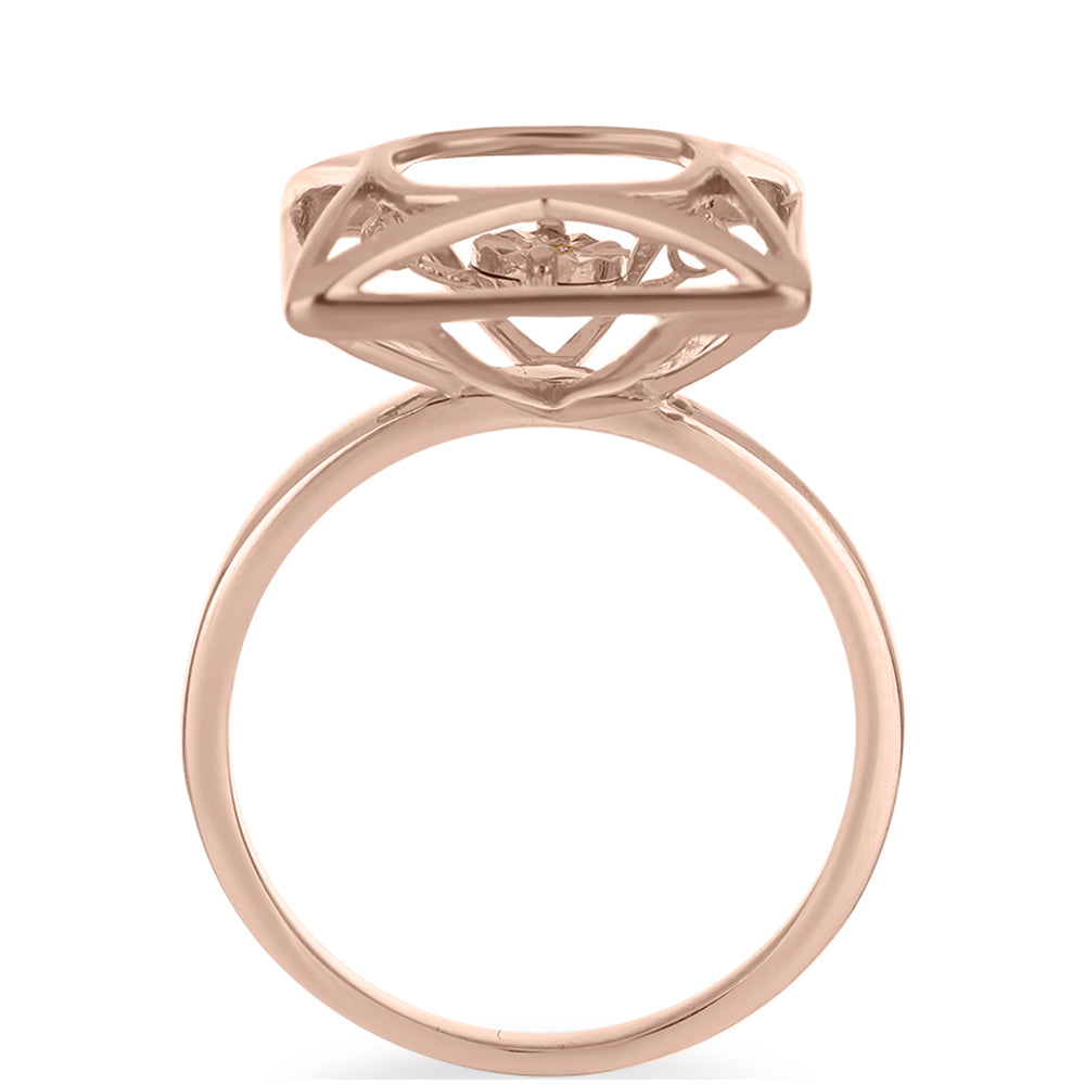 Rózsaarannyal Bevont Ezüst Gyűrű Rózsaszín Táncoló Gyémánttal 2 