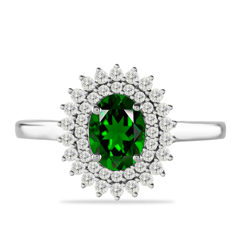 Ezüst Gyűrű Króm Diopsziddal és Fehér Topázzal 1 