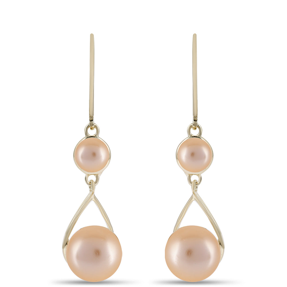 Arannyal Bevont Ezüst Fülbevaló Arany színű Édesvízi Kagylógyönggyel