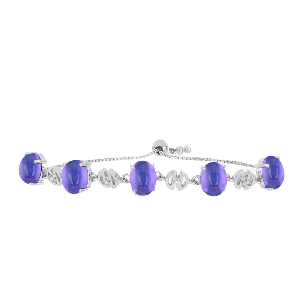 Ezüst Karkötő Lila Holdkővel és Fehér Topázzal