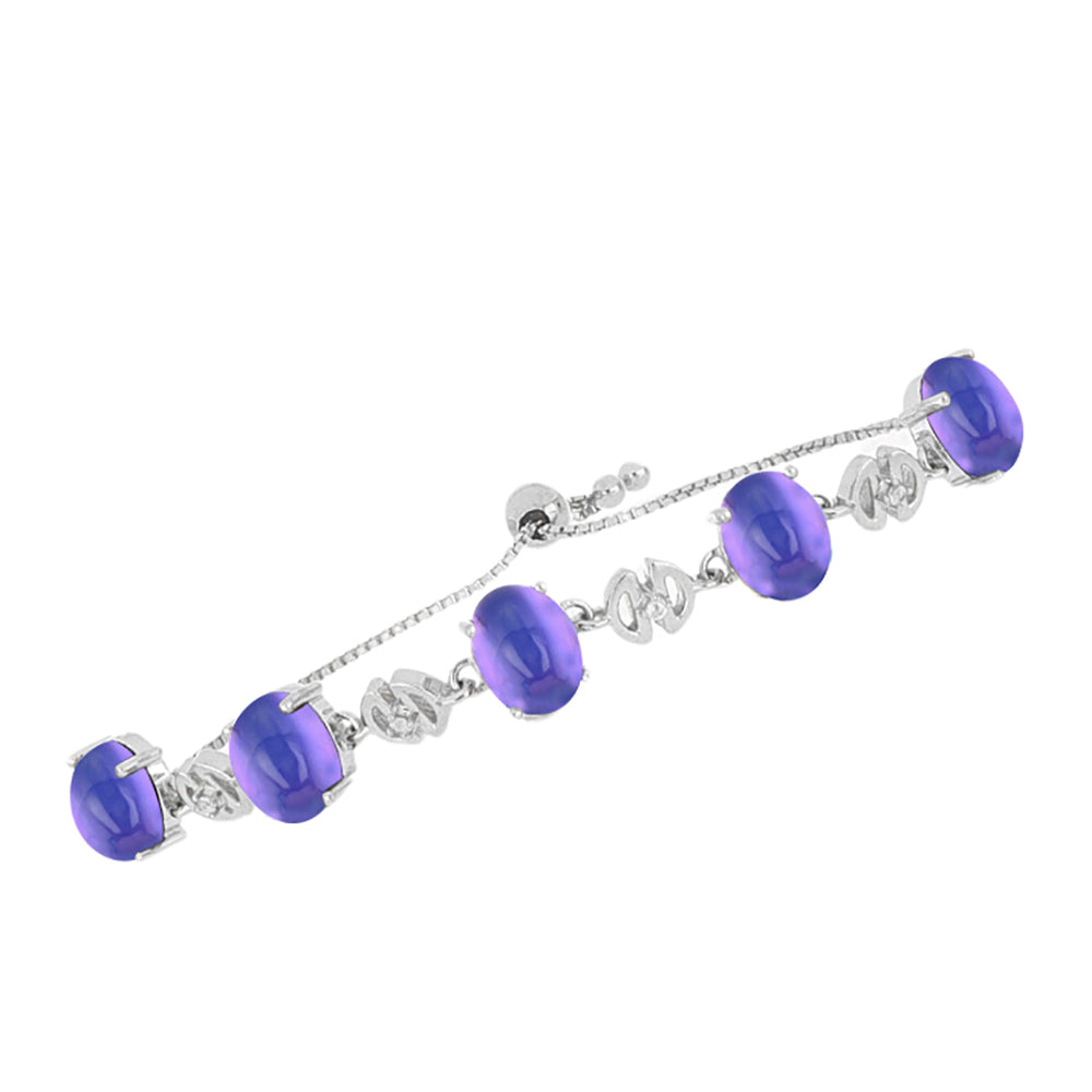 Ezüst Karkötő Lila Holdkővel és Fehér Topázzal 2 