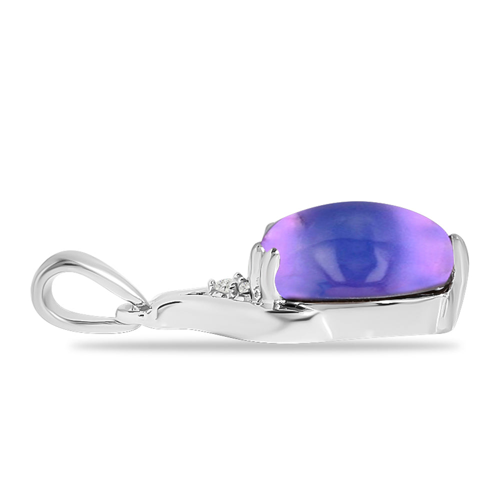 Ezüst Medál Lila Holdkővel és Fehér Topázzal
