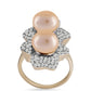 Arannyal Bevont Ezüst Gyűrű Arany színű Édesvízi Kagylógyönggyel és Fehér Topázzal