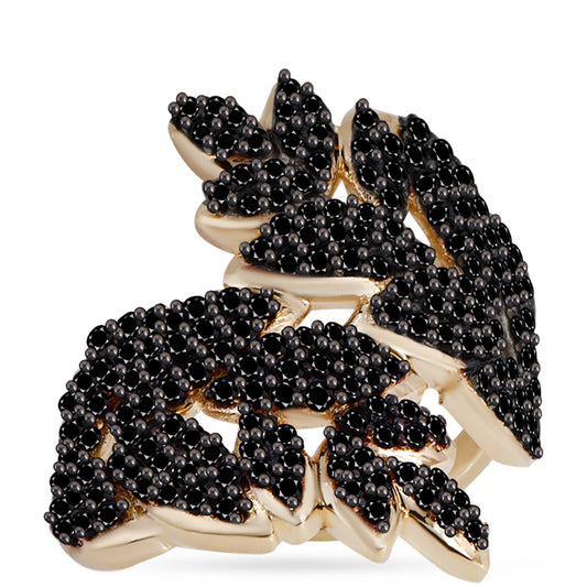 Arannyal Bevont Ezüst Gyűrű Pelmadullai Fekete Turmailnnal