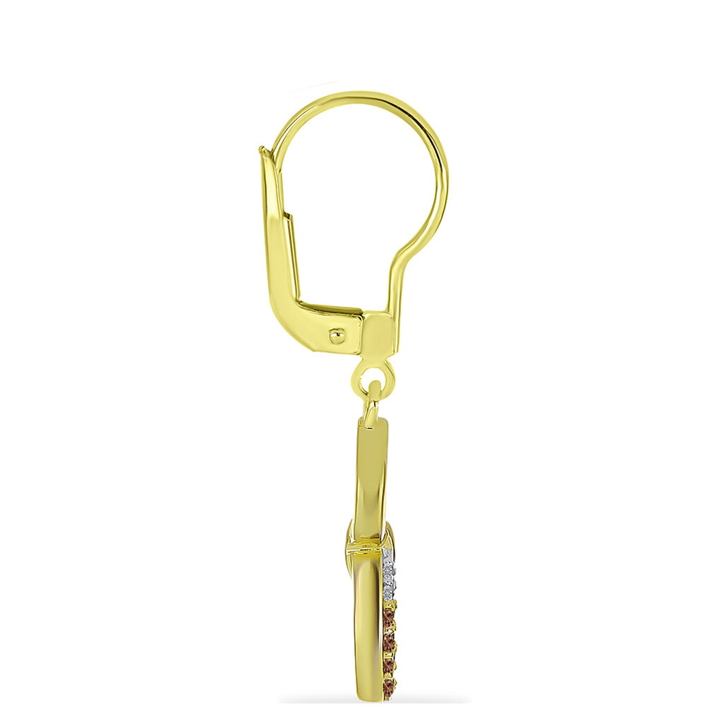 Arannyal Bevont Ezüst Fülbevaló Pezsgő Gyémánttal és Fehér Gyémánttal