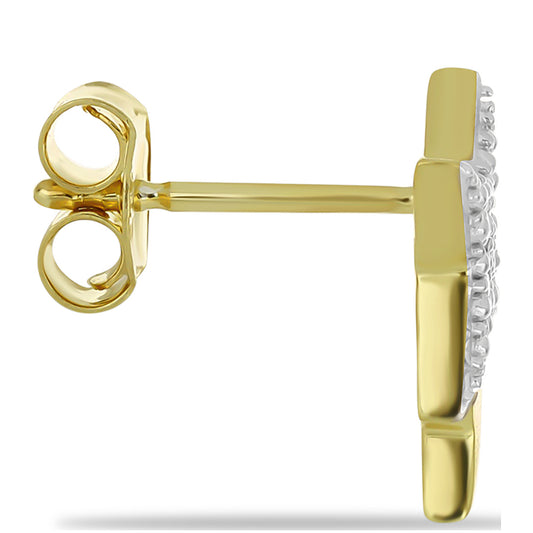 Arannyal Bevont Ezüst Fülbevaló Fehér Gyémánttal