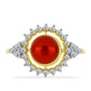 Arannyal Bevont Ezüst Gyűrű Vörös Édesvízi Kagylógyönggyel és Fehér Topázzal