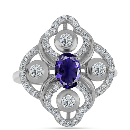 Ezüst Gyűrű Iolittal és Fehér Topázzal