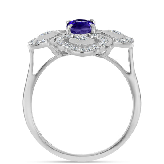 Ezüst Gyűrű Iolittal és Fehér Topázzal