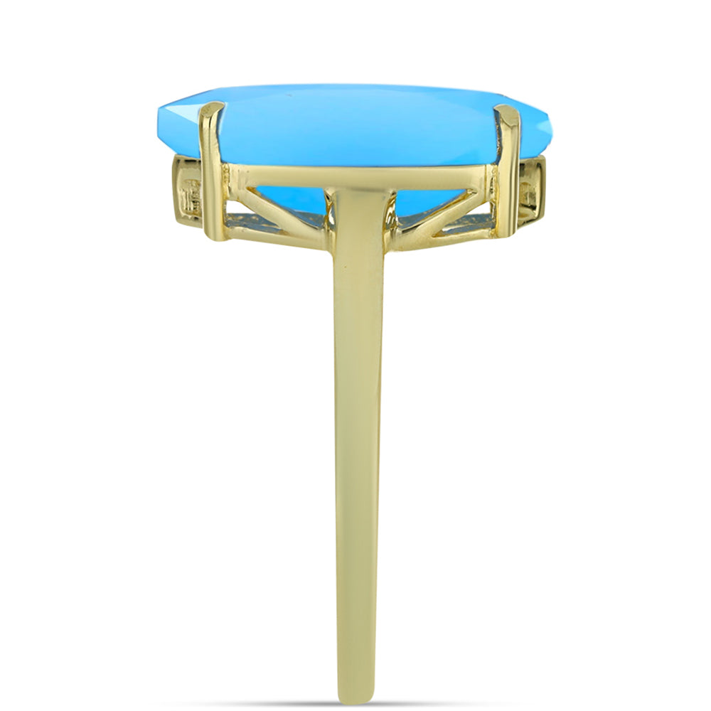 Arannyal Bevont Ezüst Gyűrű Aqua Kalcedonnal 4 