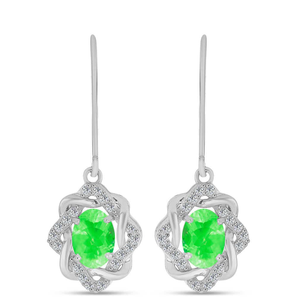 Ezüst Fülbevaló Hyalit Opállal és Fehér Topázzal