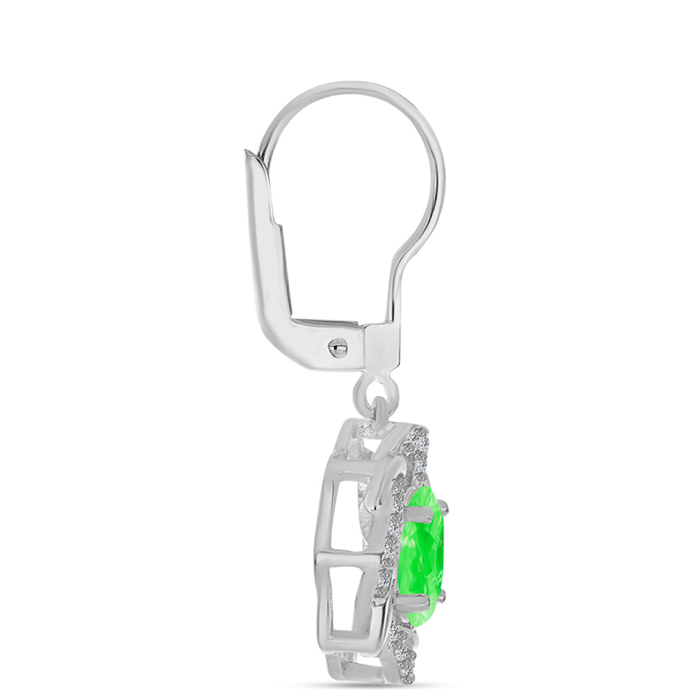 Ezüst Fülbevaló Hyalit Opállal és Fehér Topázzal