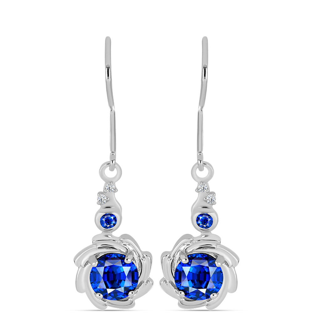 Ezüst Fülbevaló Ausztrál Kék Zafírral és Fehér Topázzal