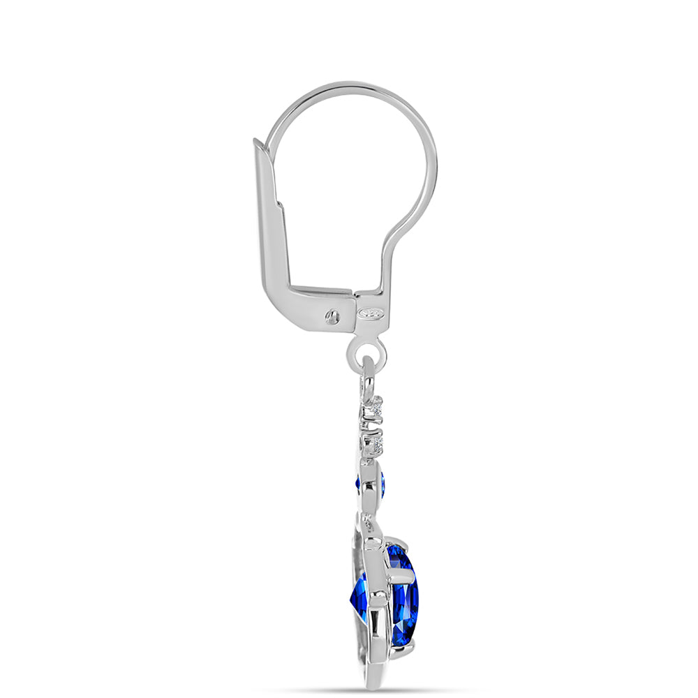 Ezüst Fülbevaló Ausztrál Kék Zafírral és Fehér Topázzal 2 