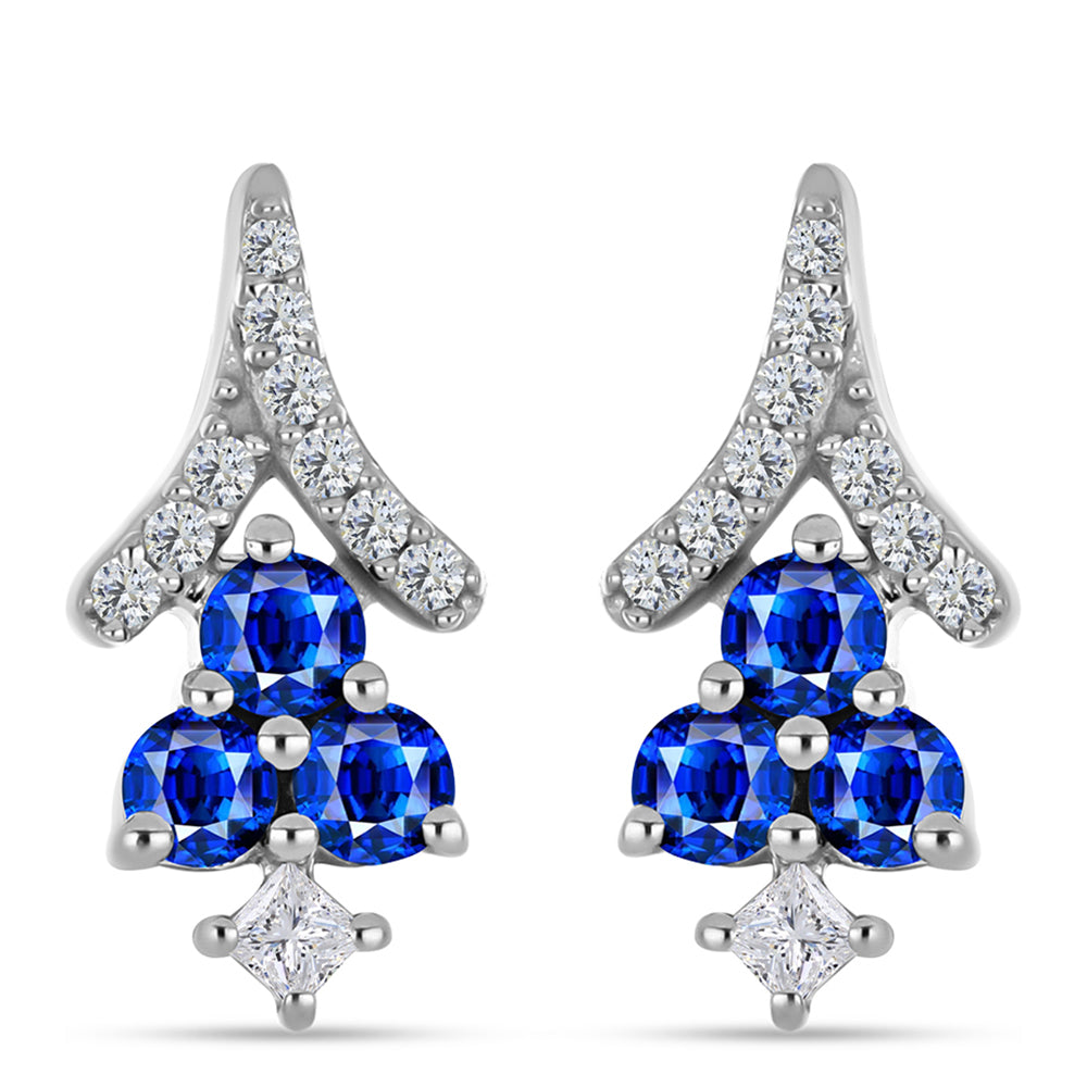 Ezüst Fülbevaló Ausztrál Kék Zafírral és Fehér Topázzal