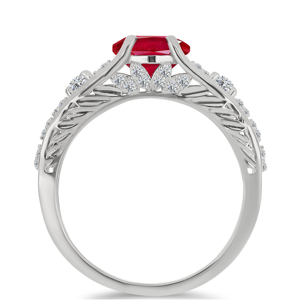 Ezüst Gyűrű Vörös Acháttal és Fehér Topázzal