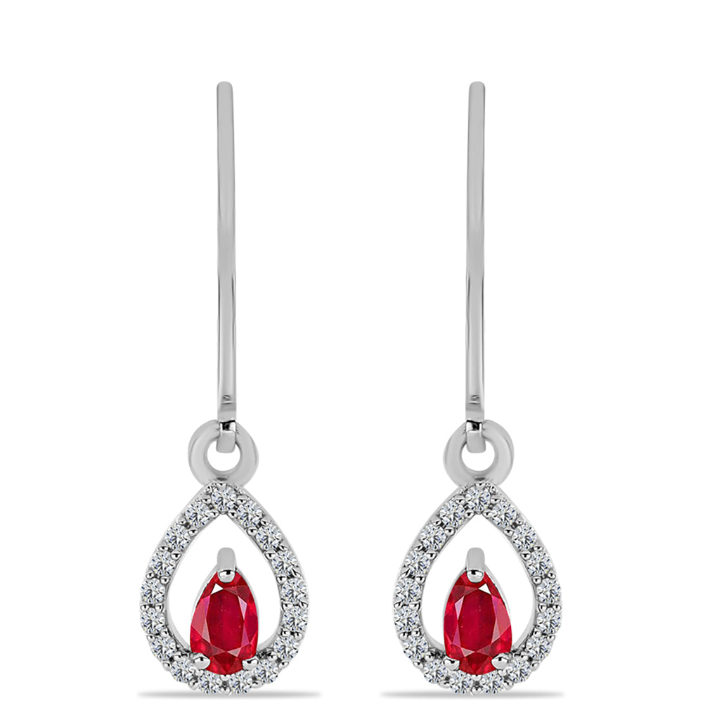 Ezüst Fülbevaló Vörös Acháttal és Fehér Topázzal