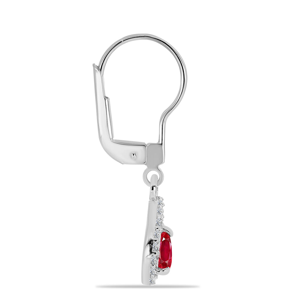 Ezüst Fülbevaló Vörös Acháttal és Fehér Topázzal 2 