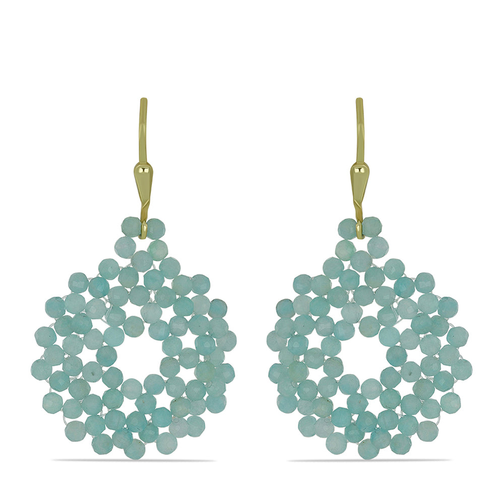 Arannyal Bevont Ezüst Fülbevaló Amazonittal