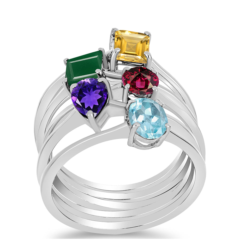 Ezüst Szett Marokkói Ametiszttel és Zöld Acháttal ( Gyűrű ) 3 
