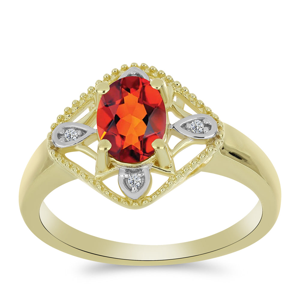 Arannyal Bevont Ezüst Gyűrű Madeirai Citrinnel és Fehér Topázzal 3 