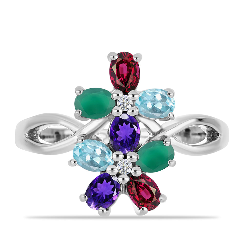 Ezüst Gyűrű Marokkói Ametiszttel és Zöld Acháttal 1 