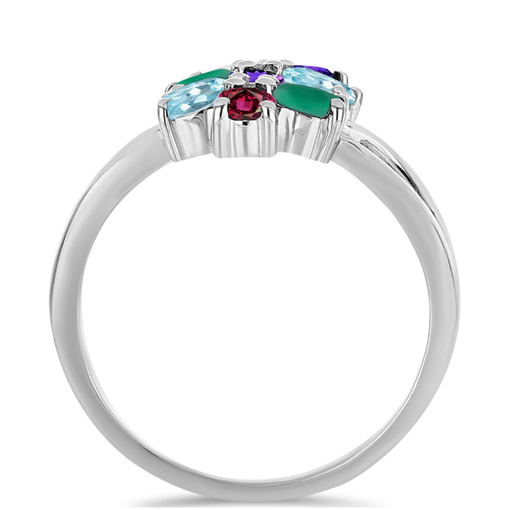 Ezüst Gyűrű Marokkói Ametiszttel és Zöld Acháttal 2 