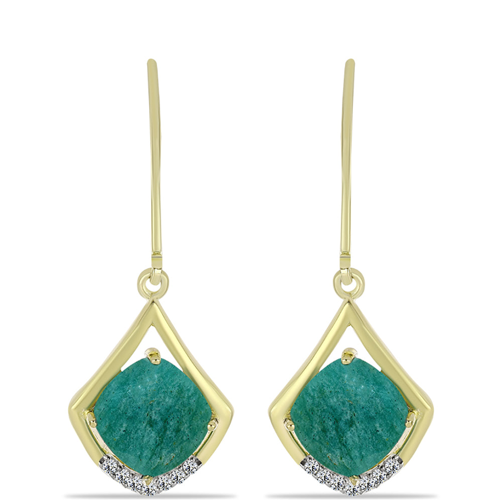 Arannyal Bevont Ezüst Fülbevaló Amazonittal és Fehér Topázzal