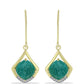 Arannyal Bevont Ezüst Fülbevaló Amazonittal és Fehér Topázzal