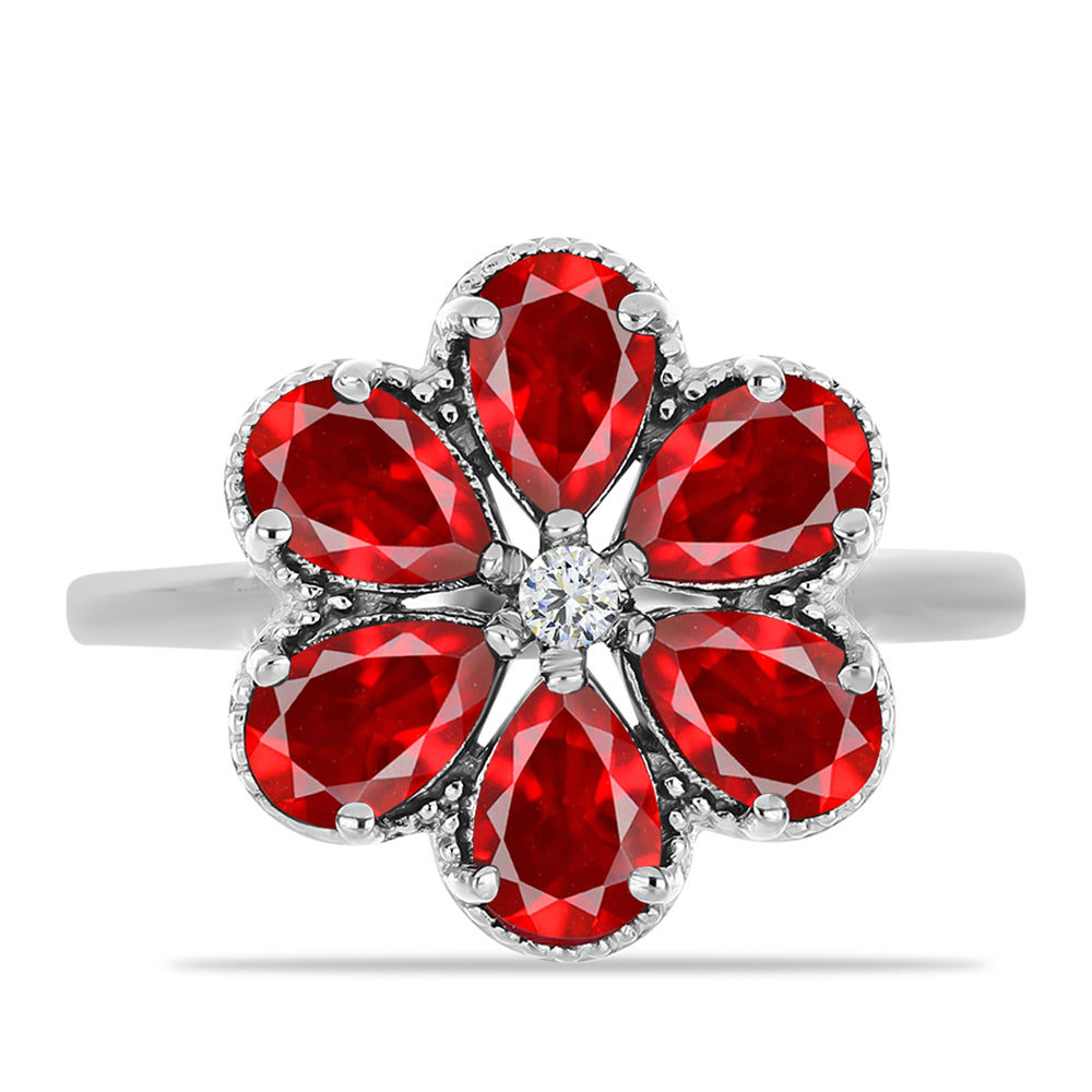 Ezüst Gyűrű Vörös Acháttal és Fehér Topázzal 1 