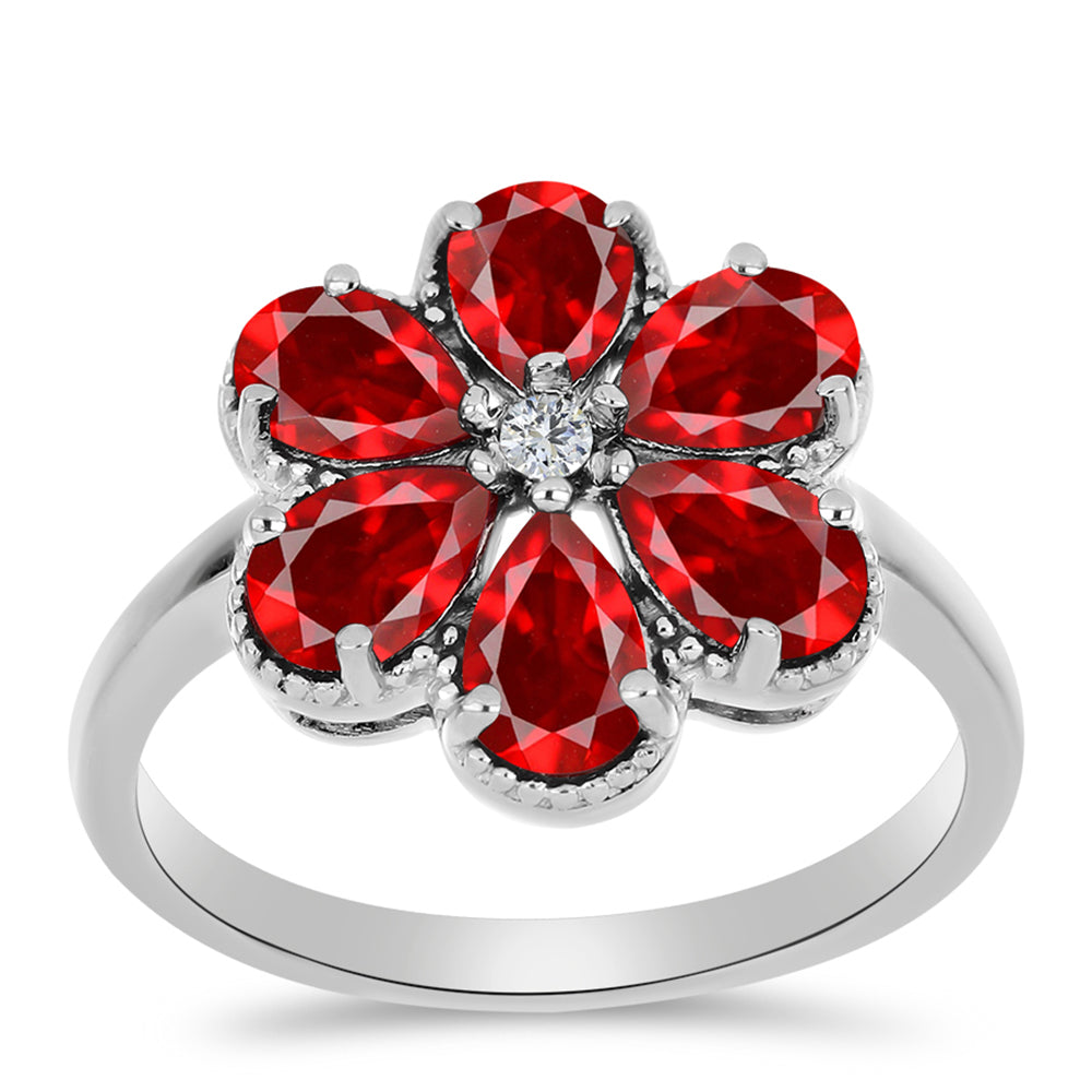 Ezüst Gyűrű Vörös Acháttal és Fehér Topázzal 3 