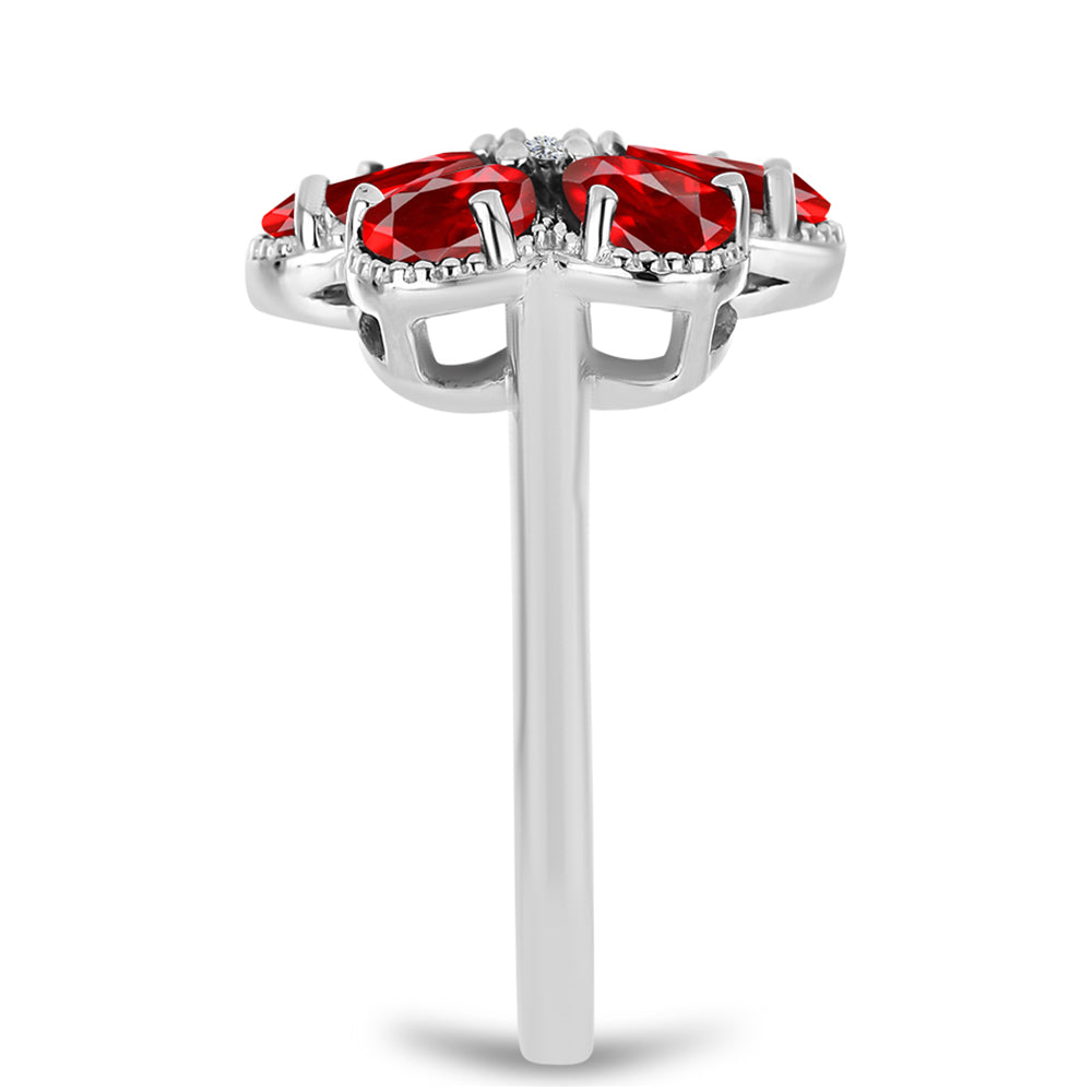 Ezüst Gyűrű Vörös Acháttal és Fehér Topázzal 4 