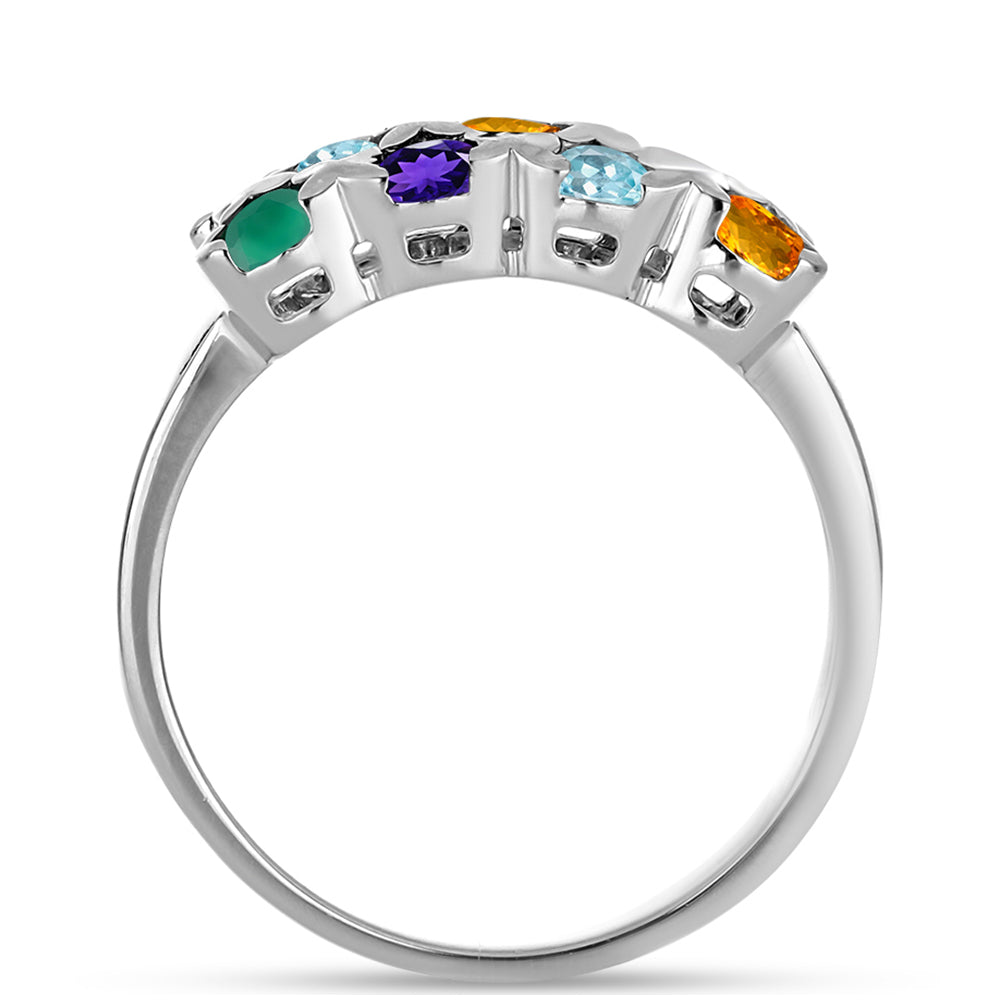 Ezüst Gyűrű Marokkói Ametiszttel és Zöld Acháttal 2 