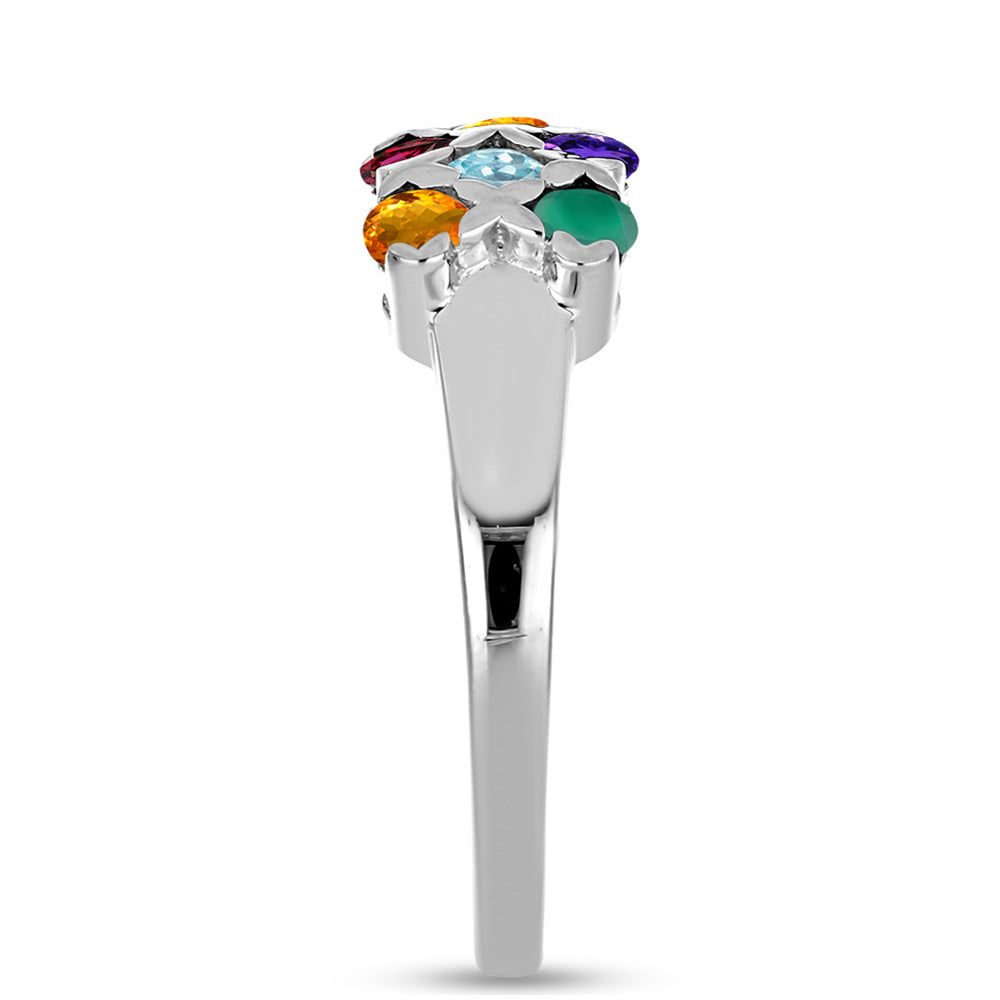 Ezüst Gyűrű Marokkói Ametiszttel és Zöld Acháttal 4 