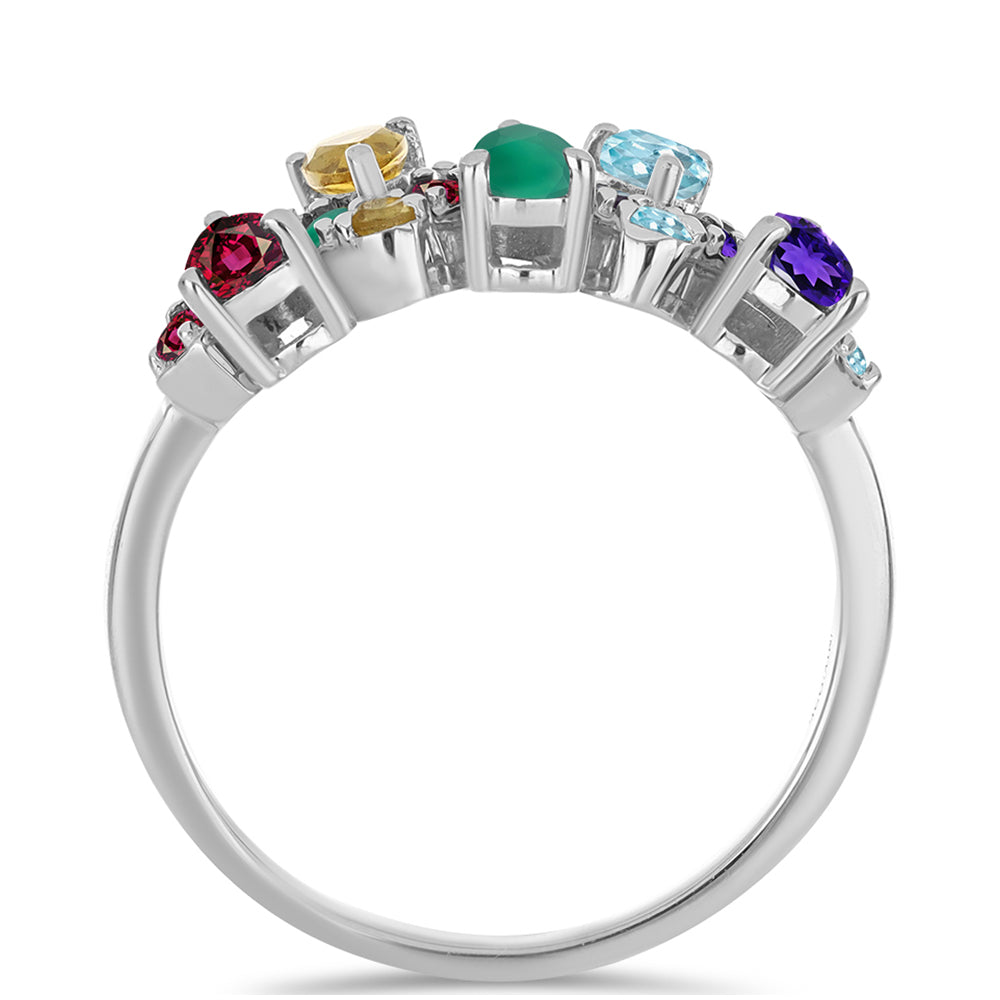 Ezüst Gyűrű Marokkói Ametiszttel és Zöld Acháttal 2 