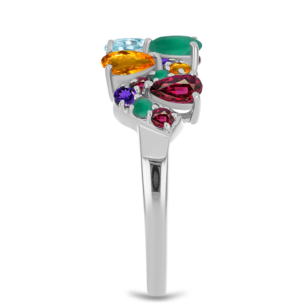 Ezüst Gyűrű Marokkói Ametiszttel és Zöld Acháttal