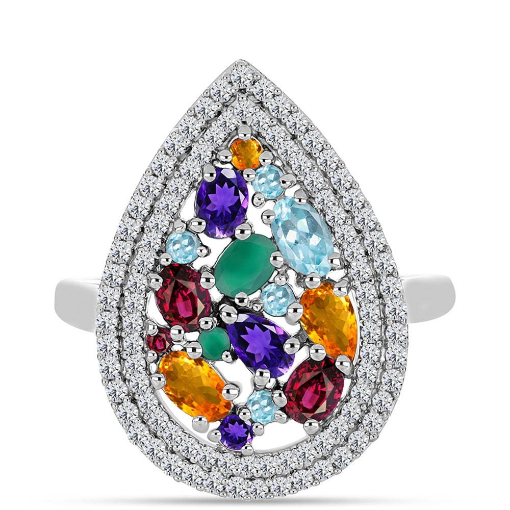 Ezüst Gyűrű Marokkói Ametiszttel és Zöld Acháttal 1 