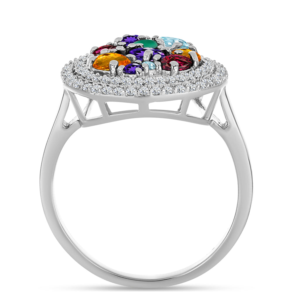 Ezüst Gyűrű Marokkói Ametiszttel és Zöld Acháttal