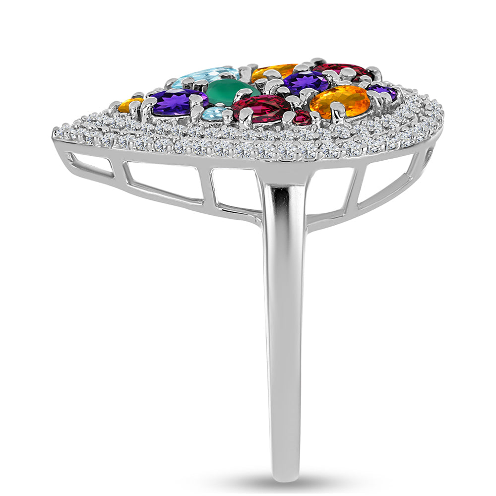 Ezüst Gyűrű Marokkói Ametiszttel és Zöld Acháttal