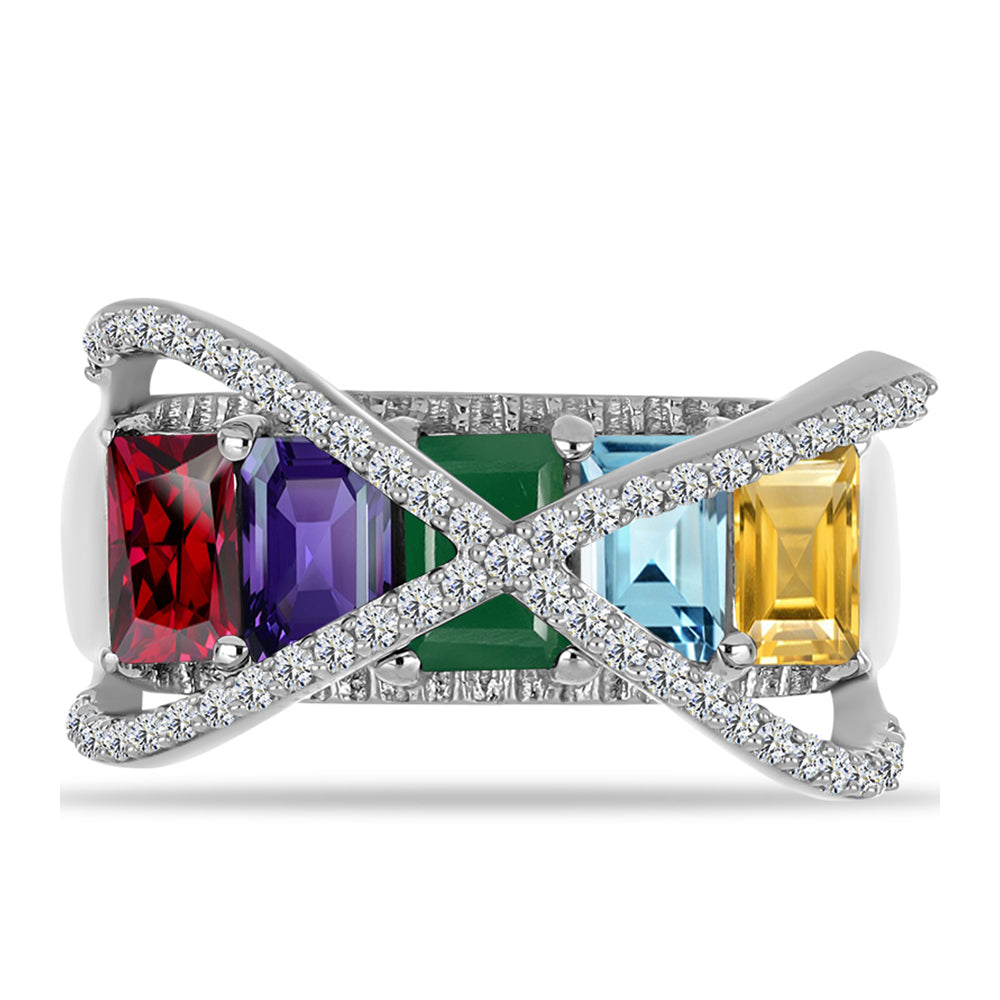 Ezüst Gyűrű Marokkói Ametiszttel és Zöld Acháttal 1 