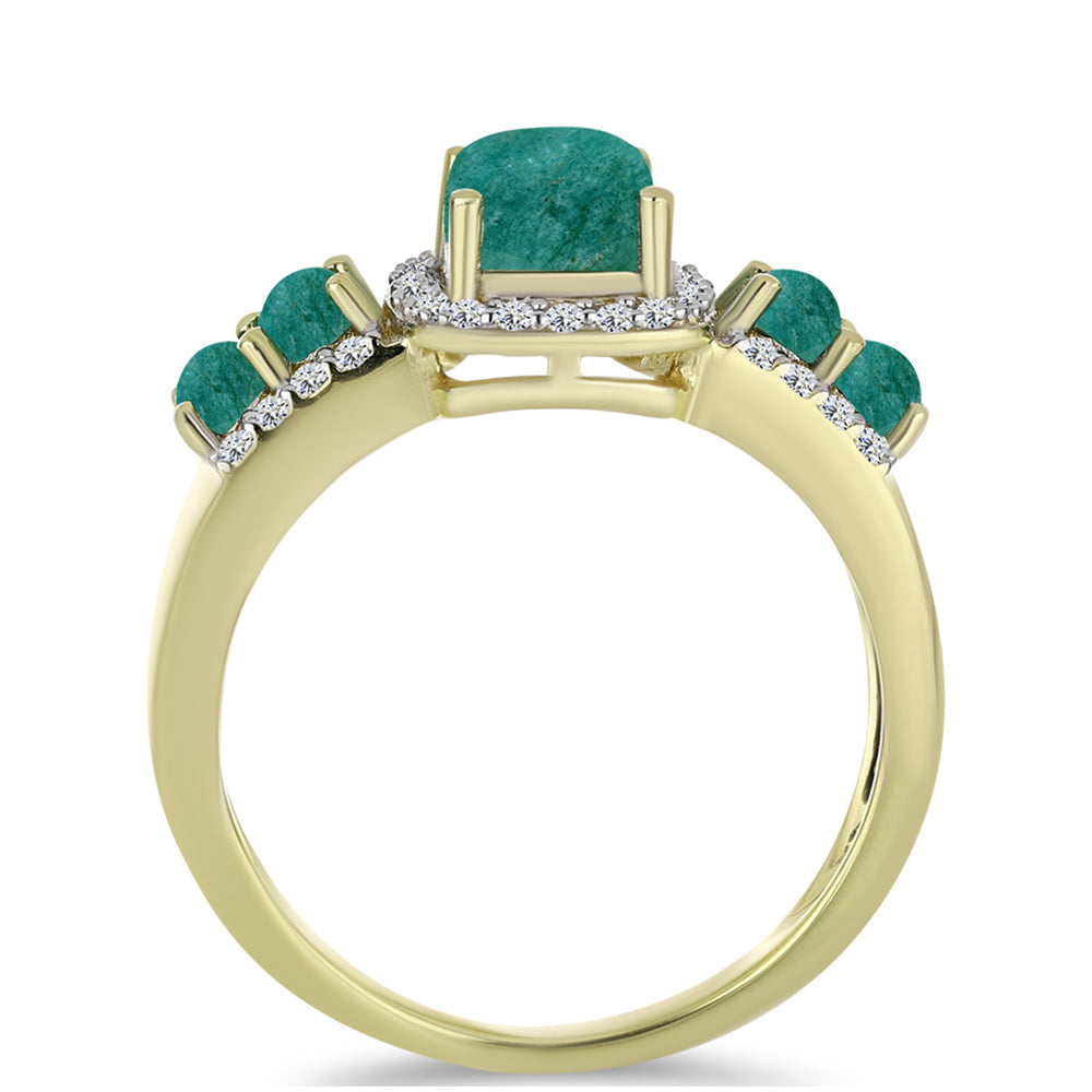 Arannyal Bevont Ezüst Gyűrű Amazonittal és Fehér Topázzal 2 