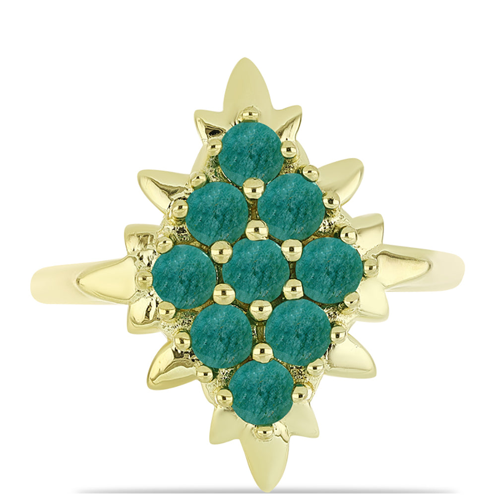 Arannyal Bevont Ezüst Gyűrű Amazonittal