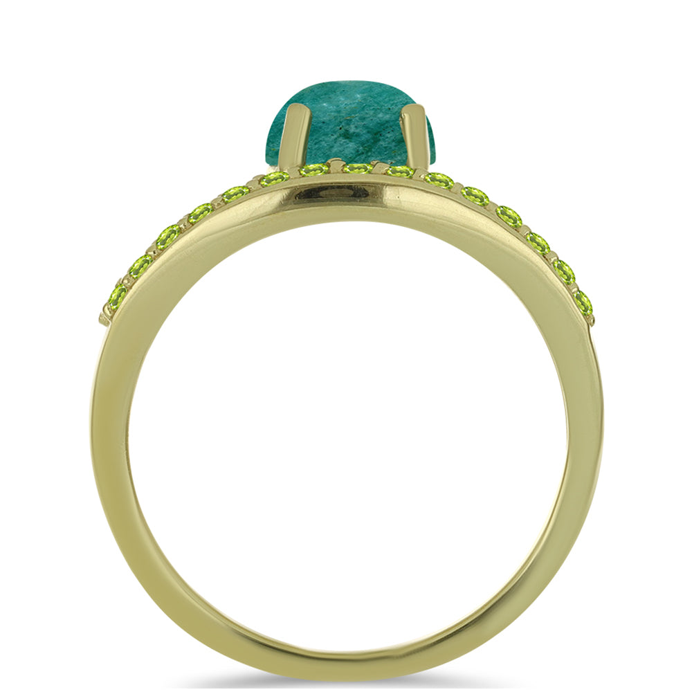 Arannyal Bevont Ezüst Gyűrű Amazonittal és Changbai Peridottal 2 