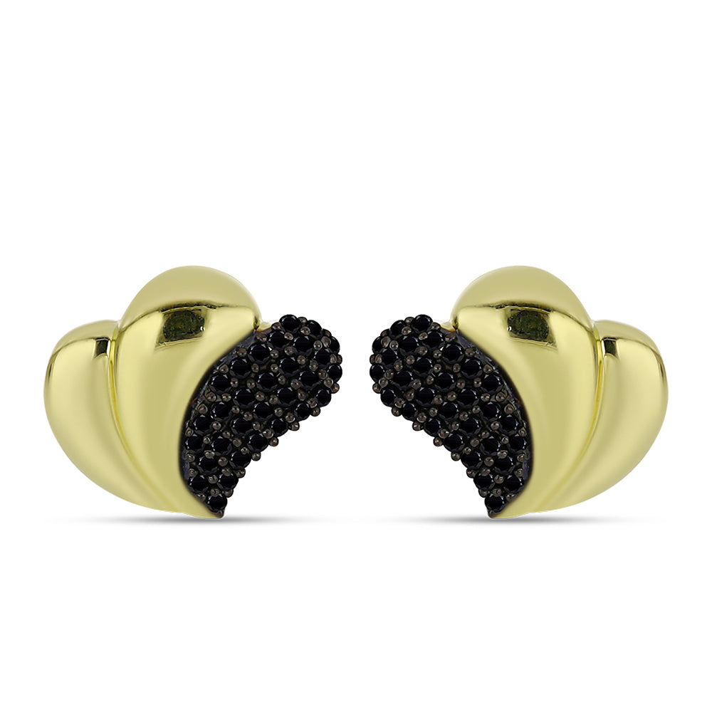 Arannyal Bevont Ezüst Fülbevaló Fekete Spinellel