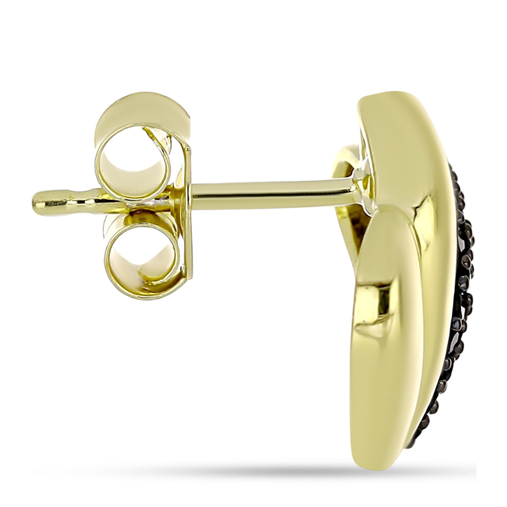 Arannyal Bevont Ezüst Fülbevaló Fekete Spinellel