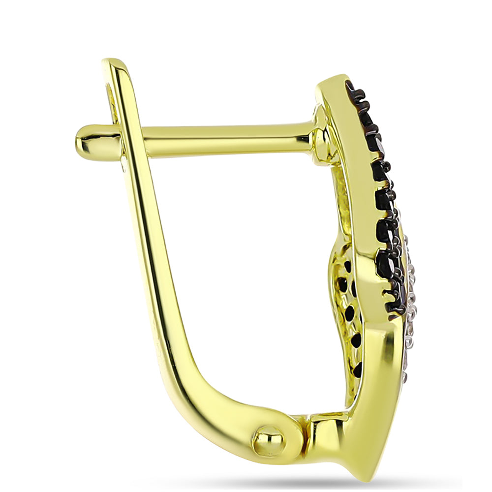 Arannyal Bevont Ezüst Fülbevaló Fekete Spinellel és Fehér Topázzal 2 