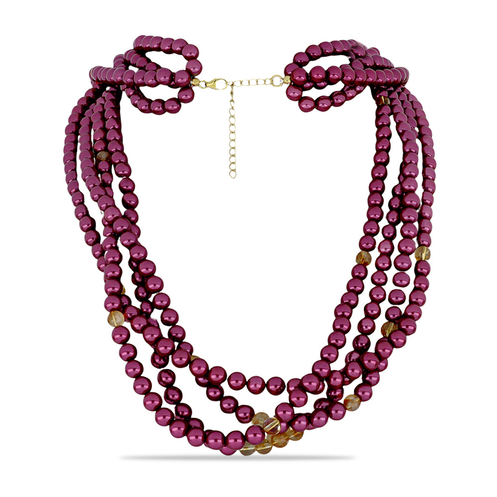 Arannyal Bevont Ezüst Nyaklánc Lila színű Édesvízi Kagylógyönggyel és Ural Citrinnel 1 